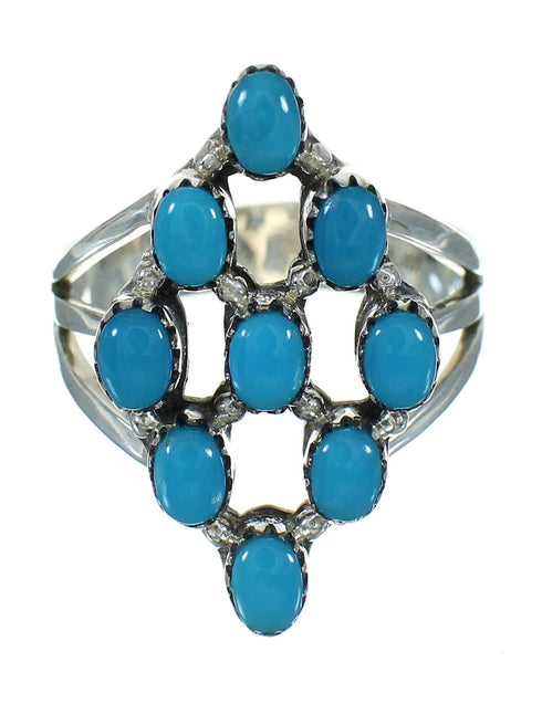 Southwestern Silver Turquoise Jewelry Ring Size 7-1/2 YX71563